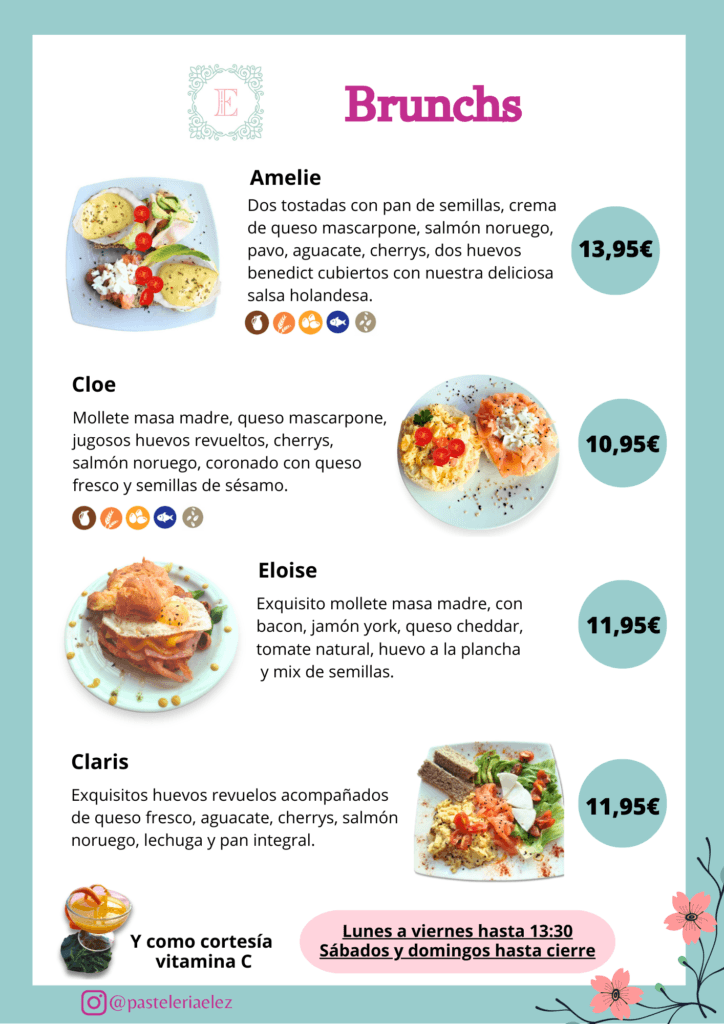 Dos tostadas con pan de semillas, crema de queso mascarpone, salmón noruego, pavo, aguacate, cherrys, dos huevos venedicts cu (2)