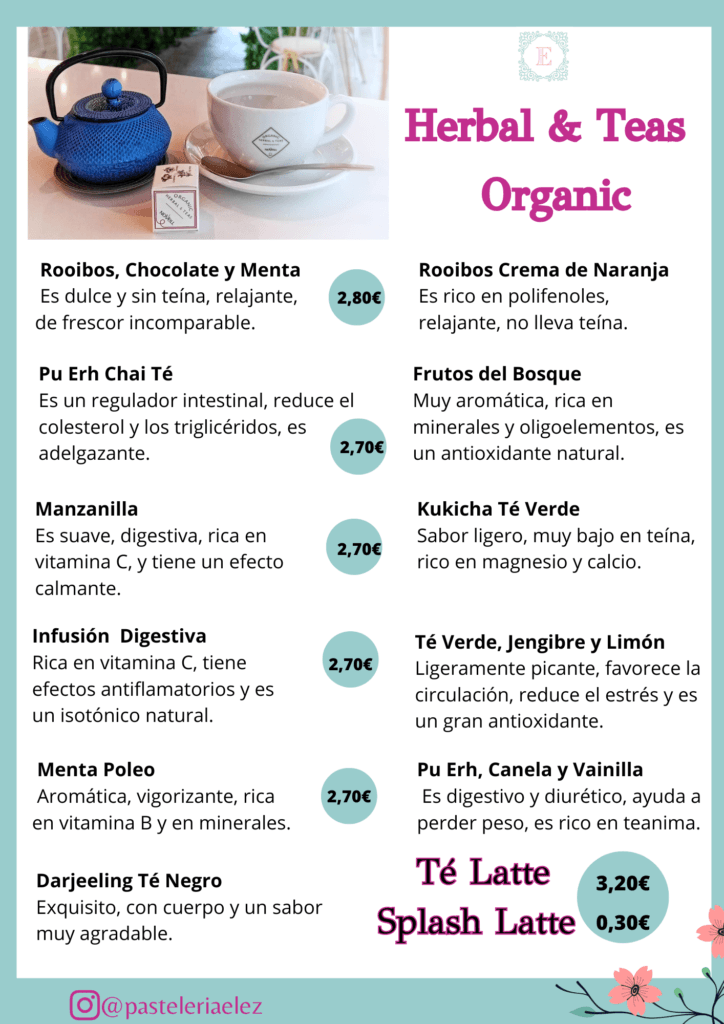 Milkshakes y tés organicos